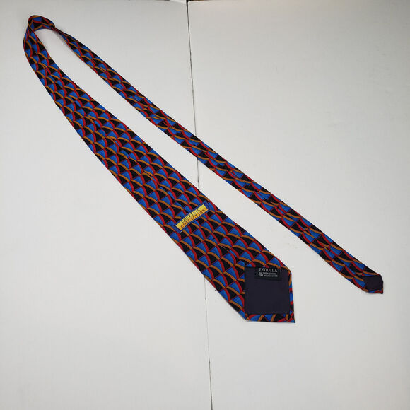 Cocktail Collection Tequila Under the Microscope Mens Silk Necktie Red Geometric - Picture 7 of 7